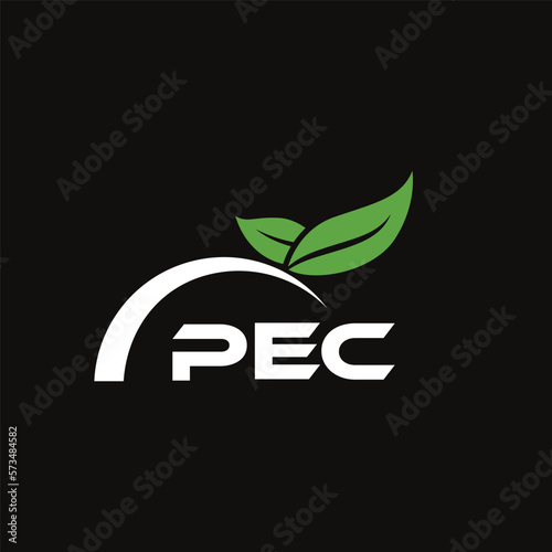 PEC letter nature logo design on black background. PEC creative initials letter leaf logo concept. PEC letter design.
