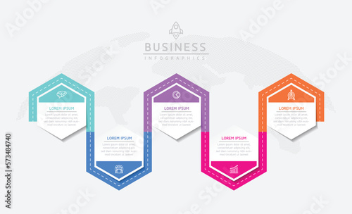 Connecting Steps business Infographic Template with 5 Elements