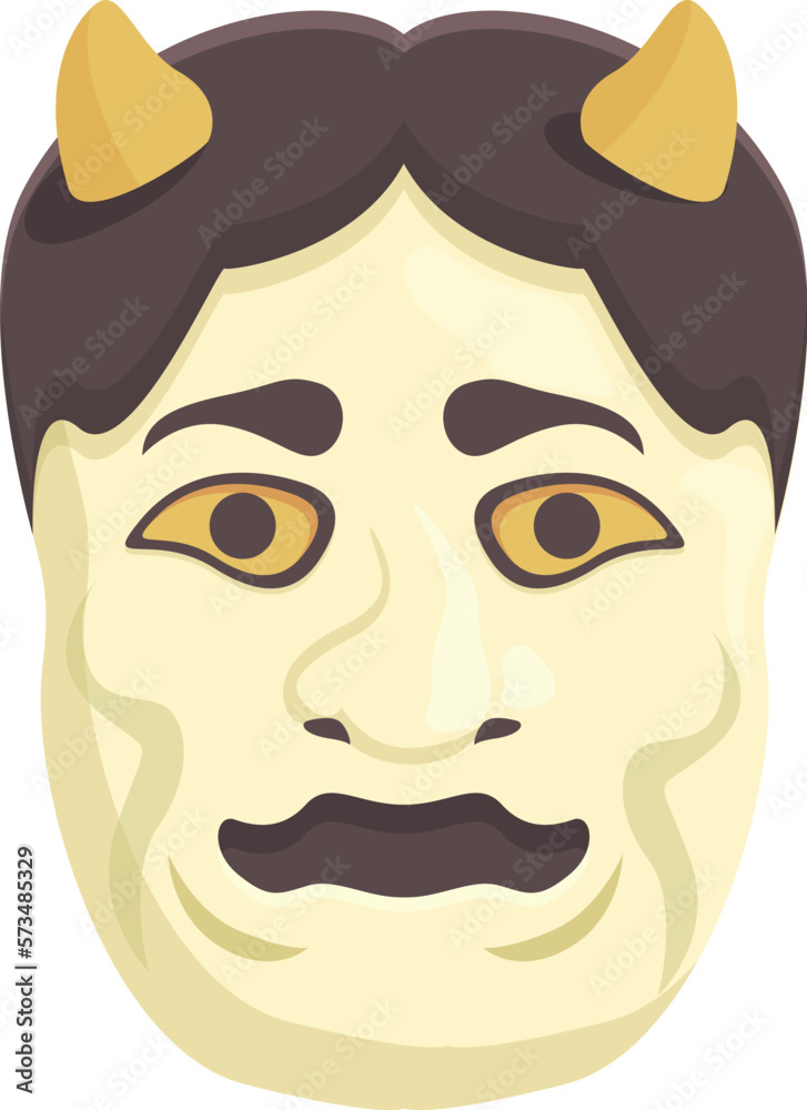 Angry mask icon cartoon vector. Japan face. Asian god Angry mask icon cartoon vector. Japan face. Asian god