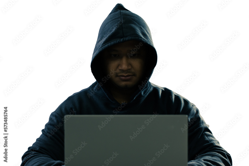 anonymous young man hacker sitting playing laptop with lots of money lying around.Concept Massive financial theft transparent background. png.file anonymous young man hacker sitting playing laptop with lots of money lying around.Concept Massive financial theft transparent background. png.file