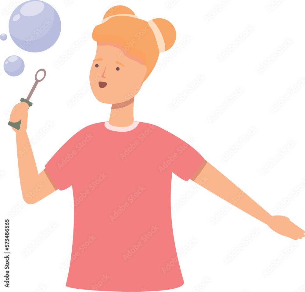 Fun blowing bubbles icon cartoon vector. Child soap. Game girl Fun blowing bubbles icon cartoon vector. Child soap. Game girl