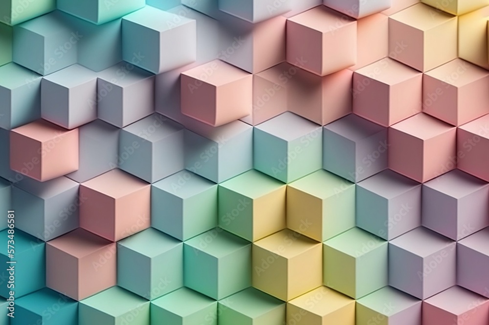 A Colorful Pastel Gradient of 3D Cube Tiles, Background, Created by Generative AI Technology A Colorful Pastel Gradient of 3D Cube Tiles, Background, Created by Generative AI Technology