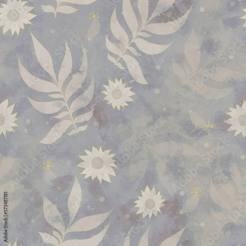 Seamless pattern with floral ornament. Imitation of watercolor. Design for a card, invitation, packaging, wallpaper or scrapbooking decoration. Printing on fabric or paper.