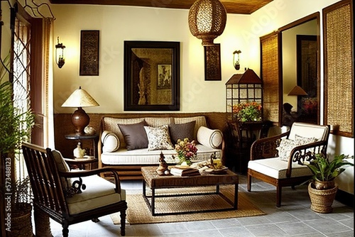 Traditional Filipino Living Room 2.. Generative AI. © NormanBalberan