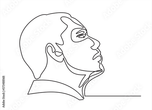 Continuous one line drawing of man portrait.  Fashionable men's style.