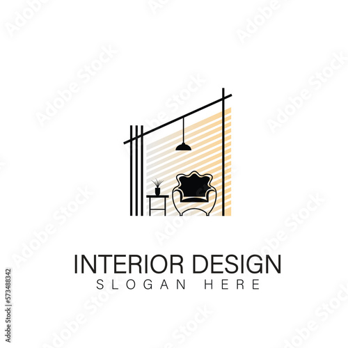 Interior room, furniture gallery logo design