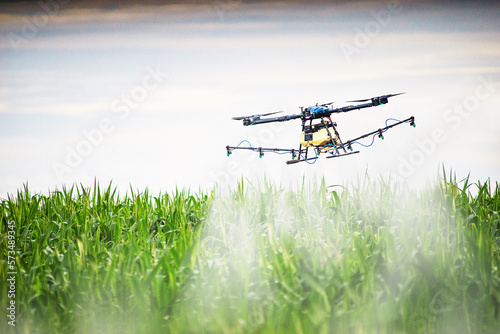 drones for agriculture and forestry spray chemicals in the corn field