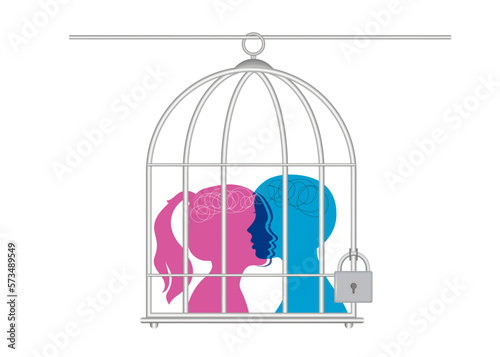 Fixed thinking, refusal to learn something new,
 mental blocking of everything new. Locked in a cage, depressed.