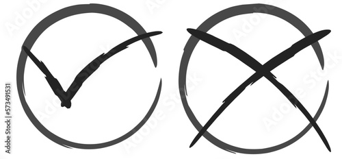 monochrome checklist and cross icon set