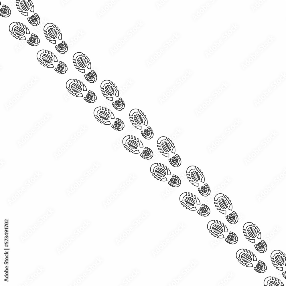 Black line human footprint shoe isolated on white background. Vector Black line human footprint shoe isolated on white background. Vector