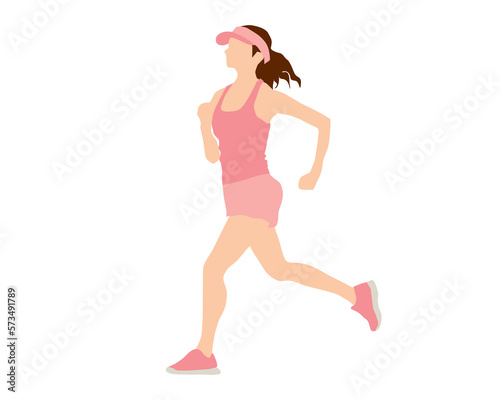Woman running by happiness energy