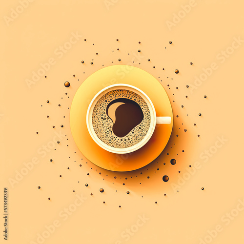Cup of black coffee on orange background, generative Al.