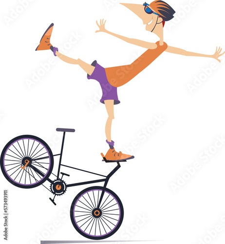 Biker cycling bicycle sport.
Cycling bicycle extreme high jump. Cyclist man making a trick on the bike
