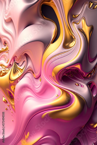 artistic fluid gold & silver, pink & yellow apple/mac fluid swirl vertical phone wallpaper, elegant abstract liquid metal swirl gold & silver, pink & yellow  (generative ai) 3d render, vertical iphone