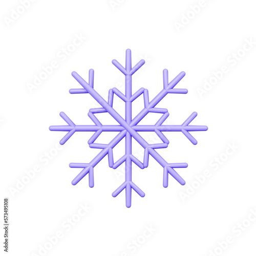 3D Snowflake. Weather forecast emoji. Cartoon creative design icon. 3D Rendering