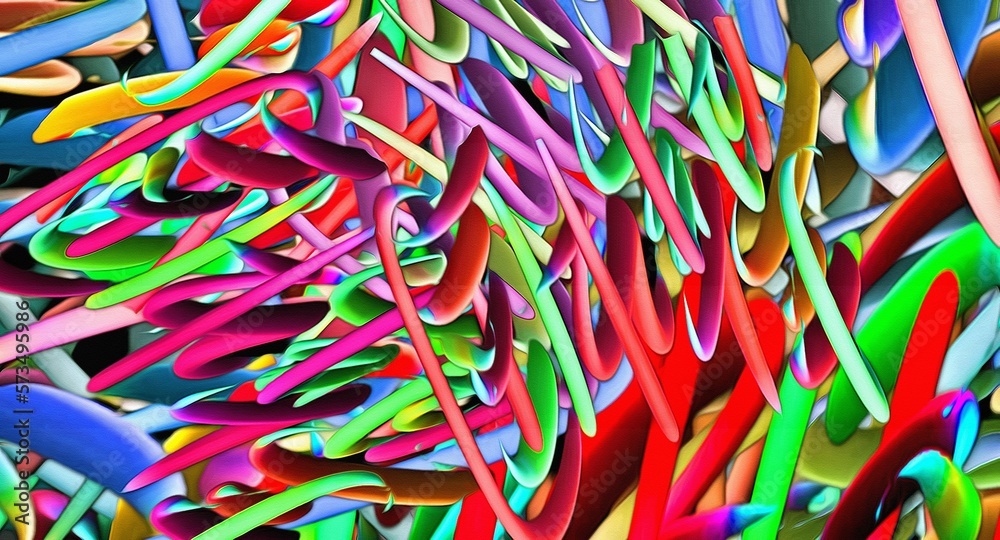 Abstract psychedelic fractal background of stylized watercolor illustration, colored chaotically blurred spots and paint strokes of different sizes and shapes
