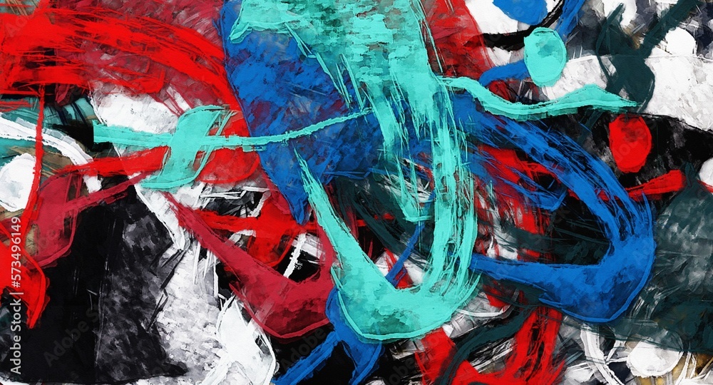 Abstract psychedelic fractal background of stylized watercolor illustration, colored chaotically blurred spots and paint strokes of different sizes and shapes