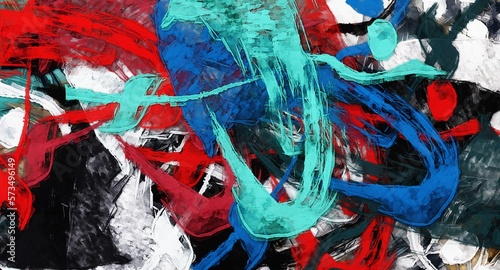 Obraz na płótnie Abstract psychedelic fractal background of stylized watercolor illustration, colored chaotically blurred spots and paint strokes of different sizes and shapes w salonie