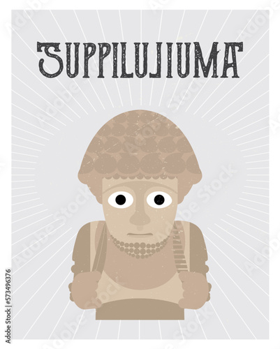 Sculpture of King Suppiluliuma of Hittite Empire, vector poster design