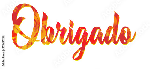 obrigado - thank you written in Portuguese - Orange color with yellow flower- image, poster, placard, banner, postcard, card. png portugal Obrigado, Grazie, ringraziamento, portoghese, pa