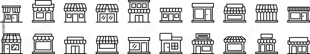 vector icon shop building outline style. Pixel perfect. editable stroke	