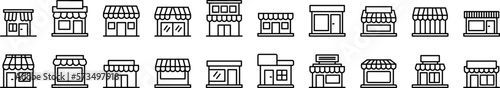 vector icon shop building outline style. Pixel perfect. editable stroke	