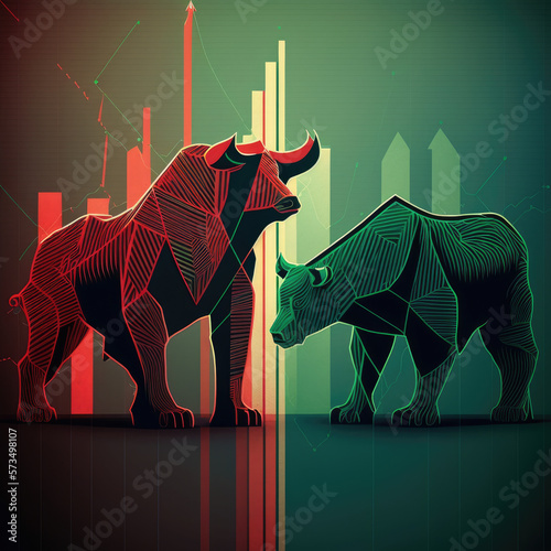 Bear market, confused market, Bull market, bear trap, bull trap, red bull, green bear, generative ai