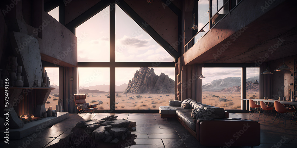 Fototapeta premium modern living room interior design, generative ai