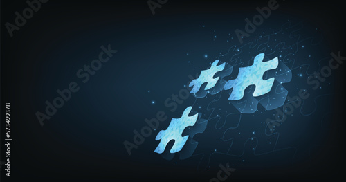 Completing puzzle concept, the symbol of completing. Combining parts to achieve a result. Teamwork business concept. Creative idea problem solution cooperation.