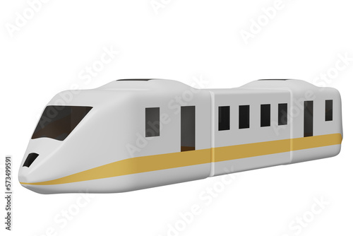 Fototapeta Naklejka Na Ścianę i Meble -  3d bullet train cartoon, sky train transport toy, summer travel service, planning traveler tourism train isolated. 3d render illustration