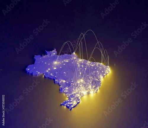 Brazil concept map, map of  Brazil suitable for technology, export, smart city, development and communication concepts.
