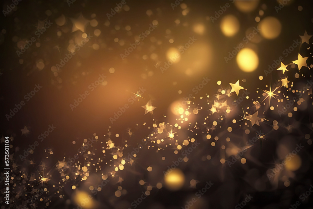 Festive bokeh stars background. Generative Ai.