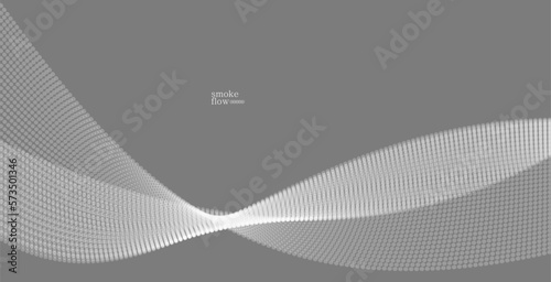 Vector abstract background with wave of flowing particles, smoke flowing grey design, smooth and soft relaxing image.