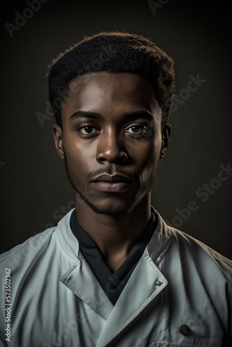 Young African American doctor closeup portrait shot generative ai