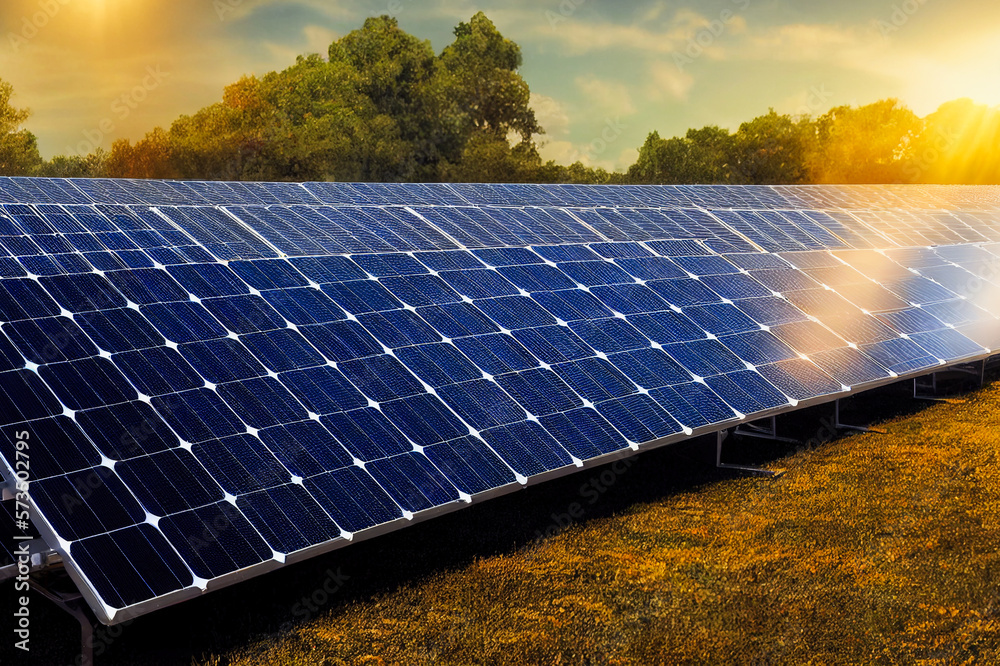 solar power plant, Generative AI Art Illustration Stock Illustration