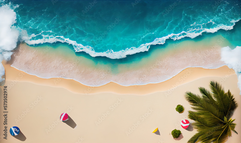 Obraz premium Sunny summer beach with palms