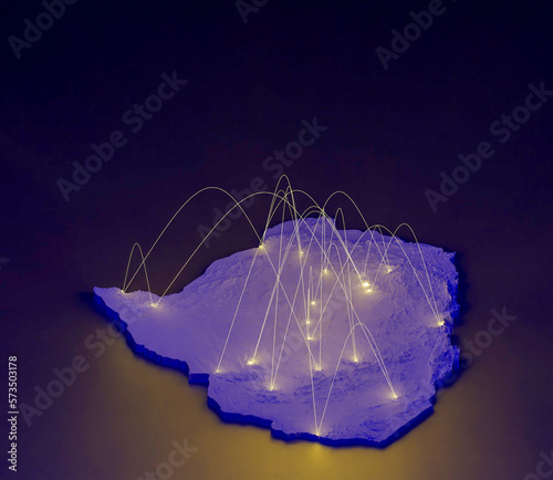 Zimbabwe concept map, map of  Zimbabwe suitable for technology, export, smart city, development and communication concepts.