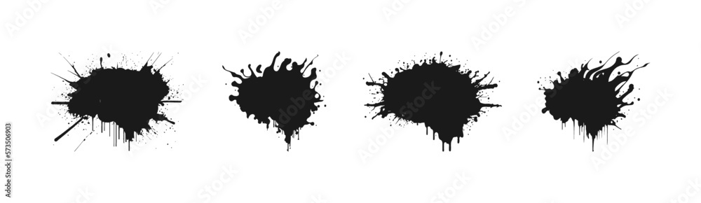 Paint splatter set. Blots, stains of paint. Set of paint splatter for design use.Design elements in grunge style. Dirty distress texture banners. Rough drawn objects. Abstract vector illustration. Paint splatter set. Blots, stains of paint. Set of paint splatter for design use.Design elements in grunge style. Dirty distress texture banners. Rough drawn objects. Abstract vector illustration.