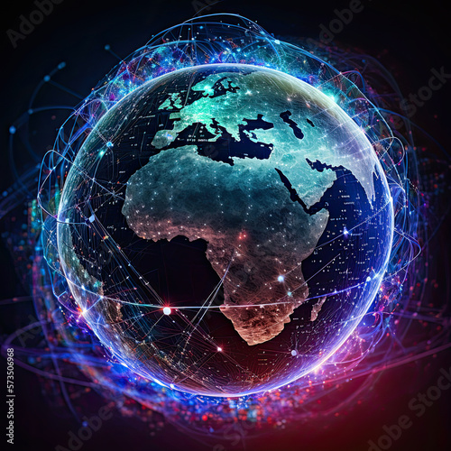Internet technology with global communication network connected around the world. Ai chat. Ai generative