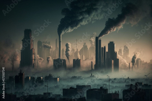 Pollution over city. Generative AI. 