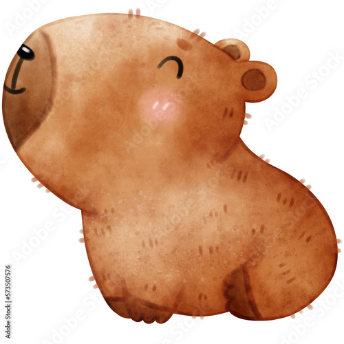 Cute capybara, capybara illustration, Watercolor capybara, happy capybara