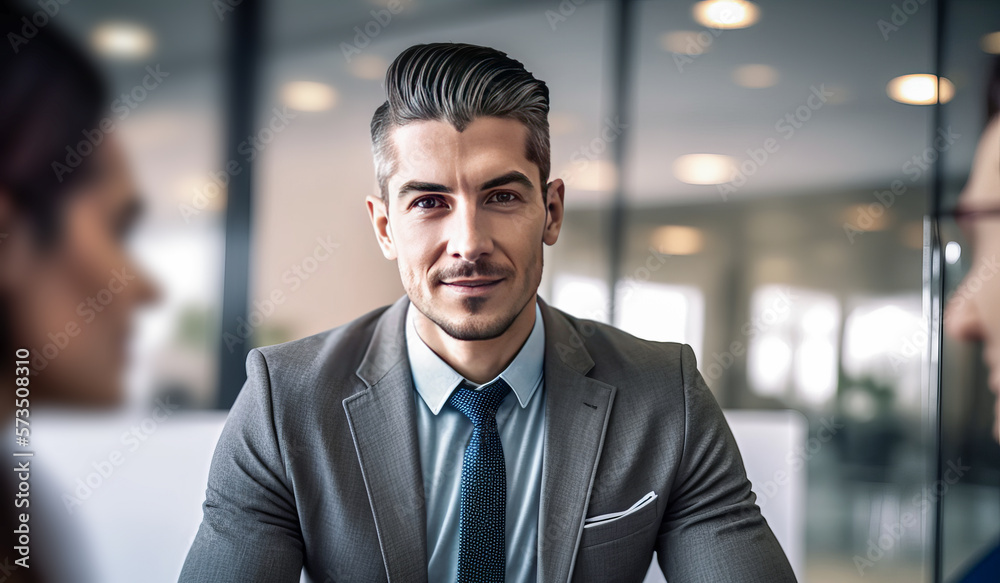 Successful mature businessman looking at camera with confidence. generative AI digital illustration. Successful mature businessman looking at camera with confidence. generative AI digital illustration.