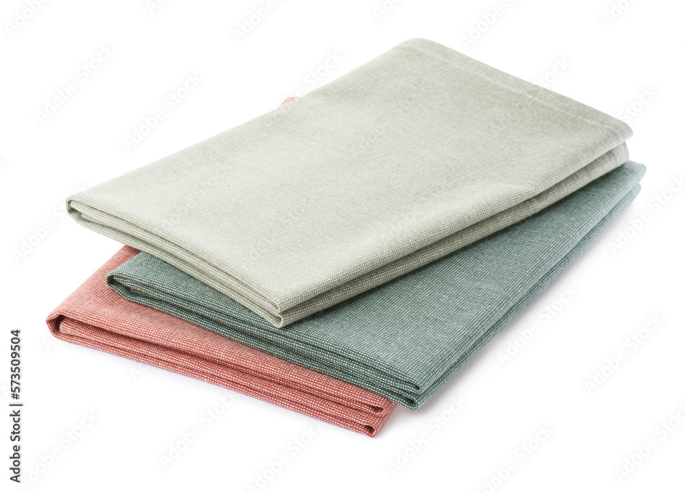 Stack of clean kitchen towels isolated on white Stack of clean kitchen towels isolated on white