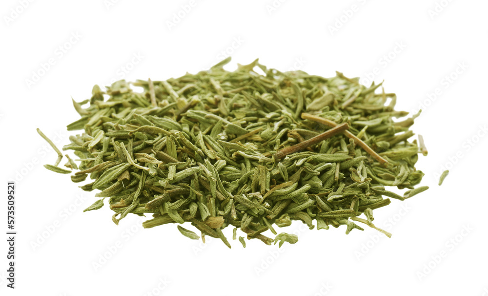 Pile of dried thyme isolated on white Pile of dried thyme isolated on white