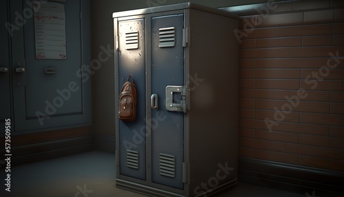 gray retro school locker for children to leave school equipment at school