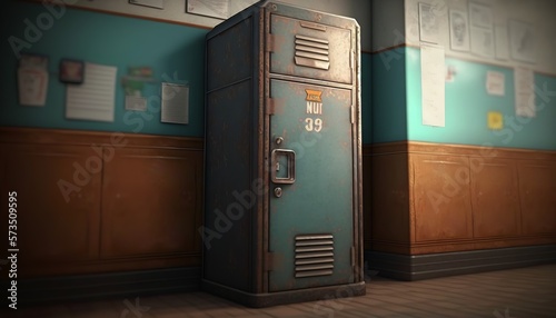 the gray retro school cupboard creates a slightly dark atmosphere