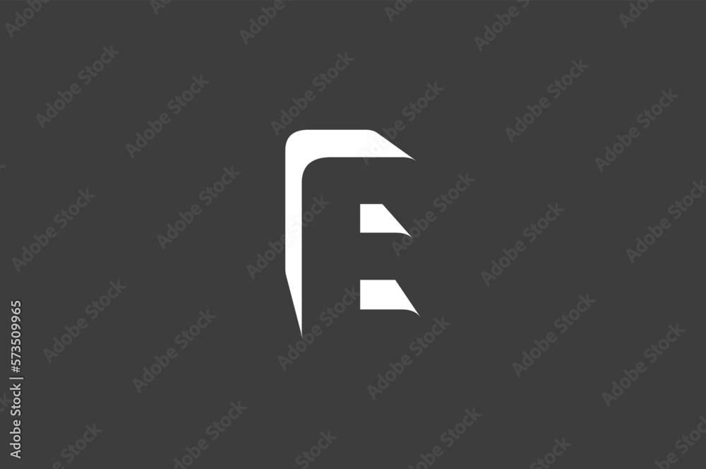 Illustration vector graphic of negative space minimalist letter E