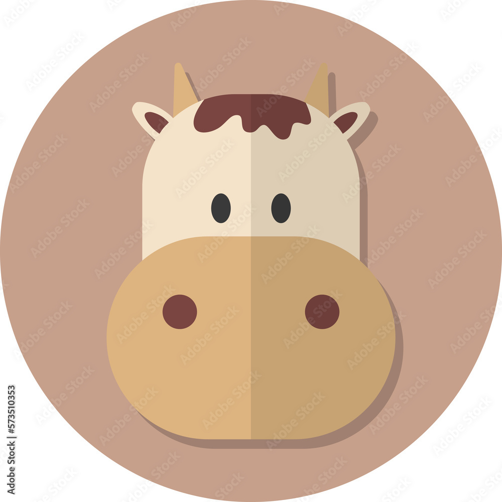 cow face icon, Cute animal icon in circle. cow face icon, Cute animal icon in circle.