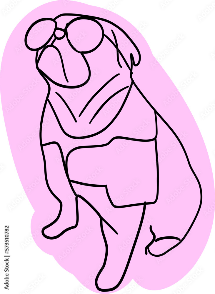 Obraz premium Pink pug silhouete