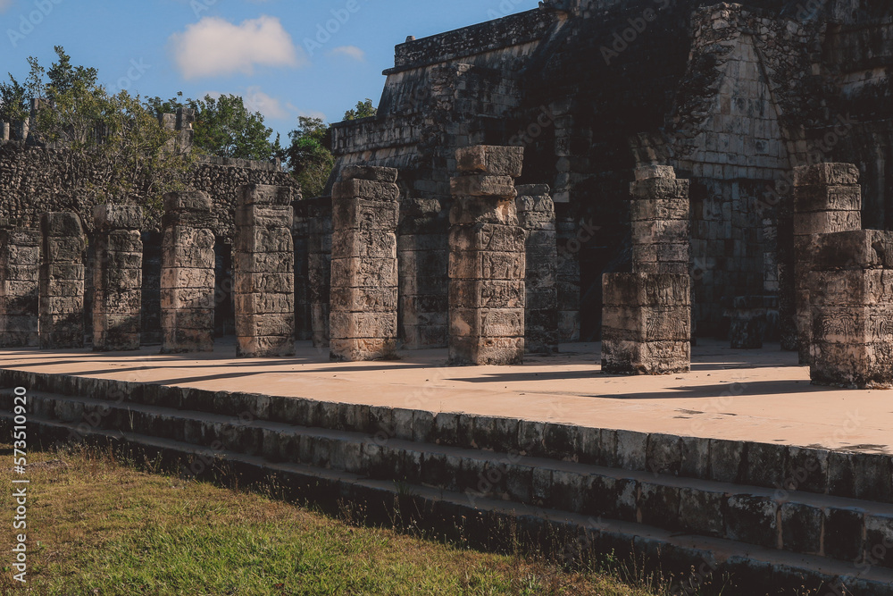 Remains of an Ancient Ruins of the large pre-Columbian city Chichen Itza, built by the Maya people, Mexico